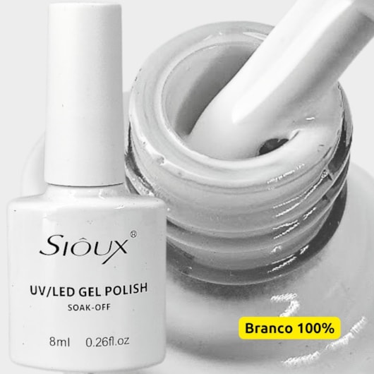 Esmalte em gel Branco 100% Sioux 8ml para unhas