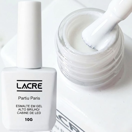Esmalte em gel Branco Partiu Paris Lacre 10g para unhas