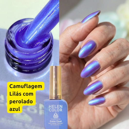 Esmalte em gel Camuflagem Lilás com Perolado Azul Helen Color 12ml Conexão 31 para unhas