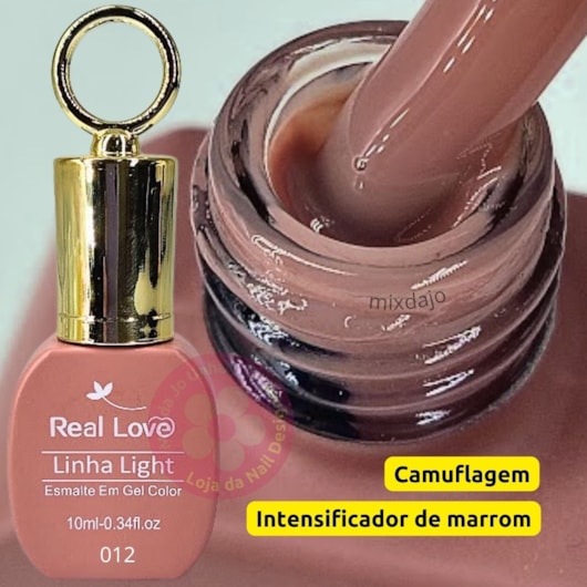 Esmalte em gel Camuflagem Mocha 012 10ml Real Love Chaveirinho para unhas