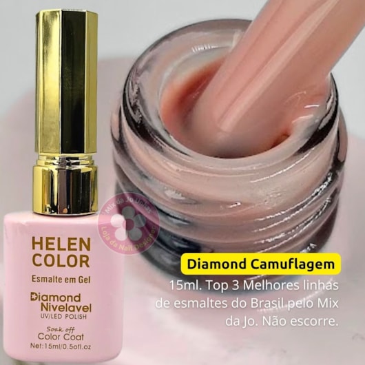 Esmalte em gel Camuflagem Nude 04 Helen Color 15ml Diamond para unhas