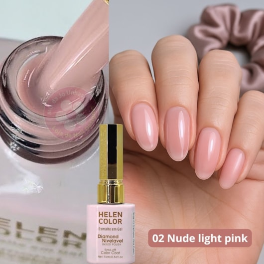 Esmalte em gel Camuflagem Nude Diamond 15ml Helen Color para unhas