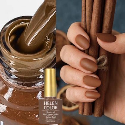 Esmalte em gel Canela em pó marrom alaranjado Helen Color Soak Off 266