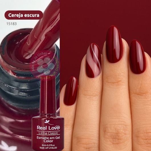Esmalte em gel Cereja Escura Real Love Linha Classic 8ml 053 para unhas