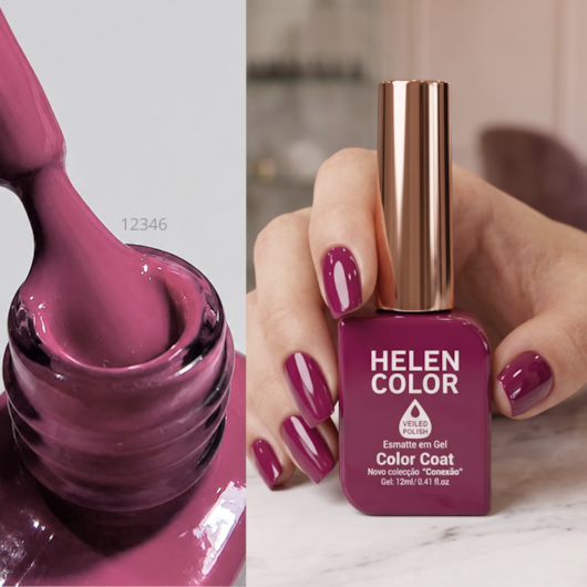 Esmalte em gel Cereja Púrpura Helen Color 12ml Conexão 184 para unhas