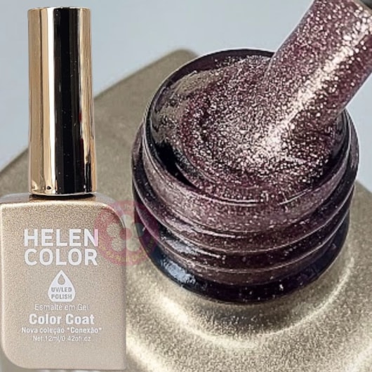 Esmalte em gel Champagne cobertura 100% Helen Color 12ml Conexão 9 para unhas