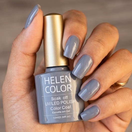 Esmalte em gel Cinza cimento Helen Color Soak Off 10ml para unhas
