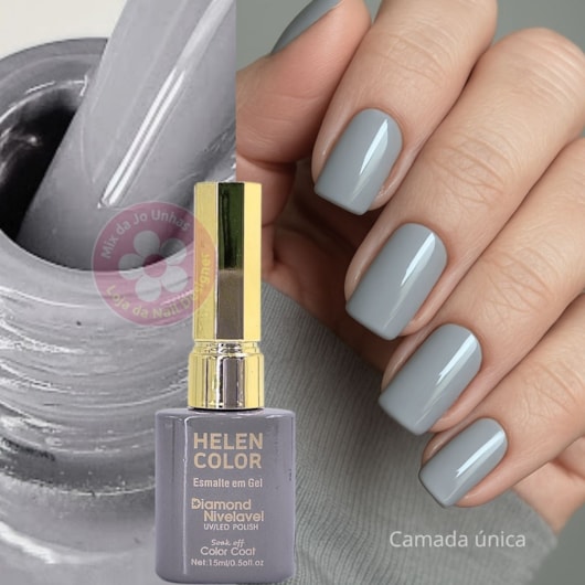 Esmalte em gel Cinza claro Helen Color 15ml Diamond 53 para unhas