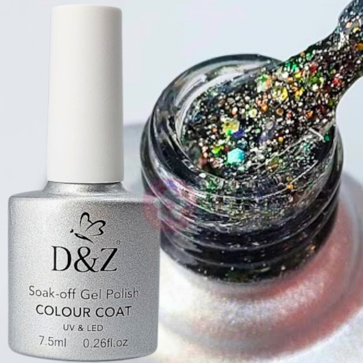 Esmalte Em Gel com glitter holográfico DeZ Linha C 7,5ml 338 para unhas