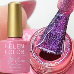 Esmalte em Gel com glitter lilás holográfico Helen Color 10ml 41