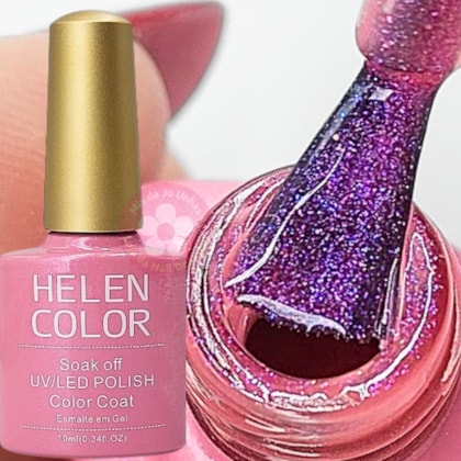 Esmalte em Gel com glitter lilás holográfico Helen Color 10ml 41