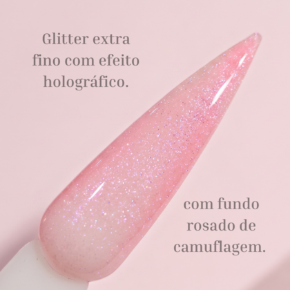 Esmalte em Gel com glitter lilás holográfico Helen Color 10ml 41
