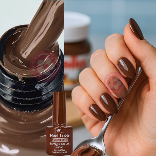 Esmalte em gel Creme de avelã Real Love Linha Classic 8ml 037 para unhas