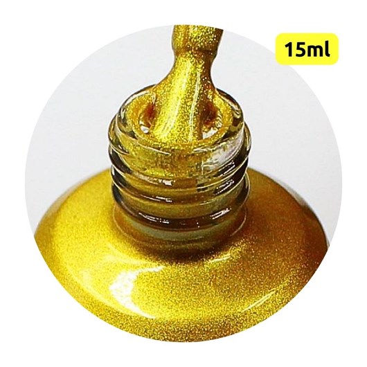 Esmalte Em Gel D&Z 15ml Linha B - Cor: Dourado Glitter B-35 - Imagem principal - 1915e3bd-8432-4e07-b235-cd4540121614