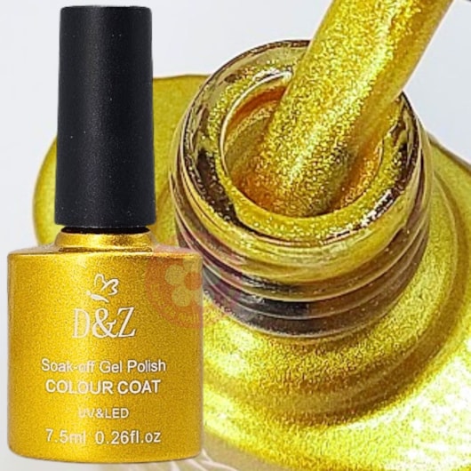 Esmalte em Gel D&Z 7,5ml Linha B Cor: Dourado Glitter B-35 para unhas