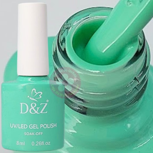 Esmalte em gel D&Z 7,5ml Linha E - Cor: 412 Verde Pastel para unhas