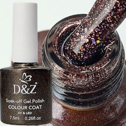 Esmalte em gel D&Z 7,5ml Linha E - Cor: 435 Marrom Glitter Holo