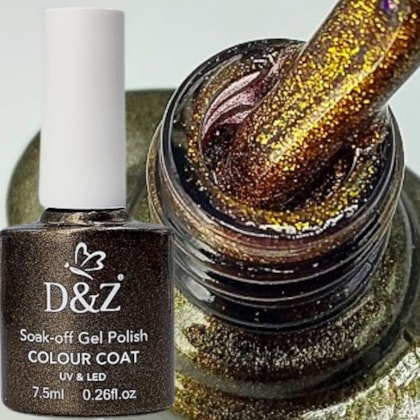 Esmalte em gel D&Z 7,5ml Linha E - Cor: 439 Marrom Glitter Dourad