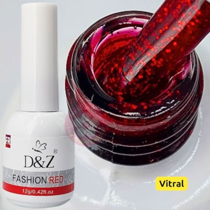 Esmalte Em Gel D&Z Fashion Red 12 Cores - Cor: Red 11 - Glitter Vermelho