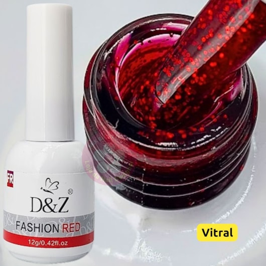 Esmalte Em Gel D&Z Fashion Red 12 Cores - Cor: Red 11 - Glitter Vermelho para unhas