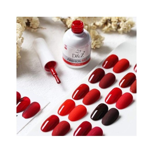 Esmalte Em Gel D&Z Fashion Red 12 Cores - Cor: Red 11 - Glitter Vermelho para unhas
