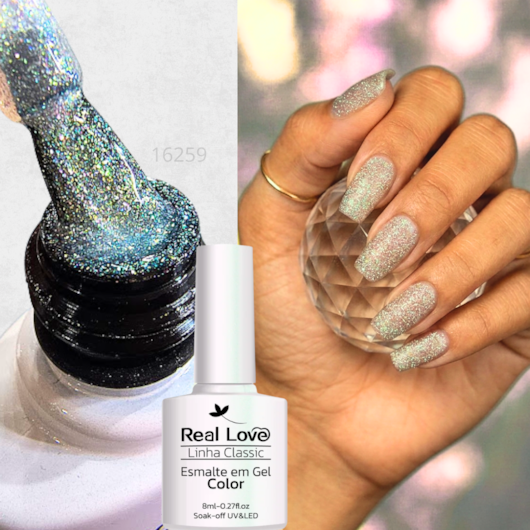 Esmalte em gel Glitter Furta Cor Real Love Linha Classic 8ml 063 para unhas