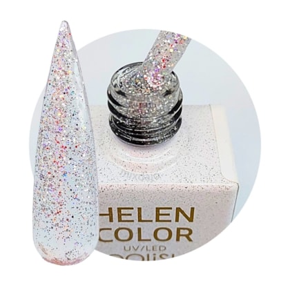 Esmalte em gel Glitter prateado holográfico 15ml Helen Color
