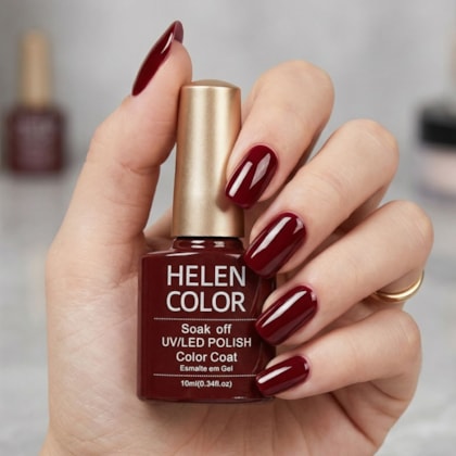 Esmalte em Gel  Helen Color 10ml Cor:141 Vermelho escuro
