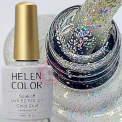 Esmalte em Gel  Helen Color 10ml Cor: 15 Glitter Prata Holo