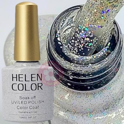 Esmalte em Gel  Helen Color 10ml Cor: 15 Glitter Prata Holo