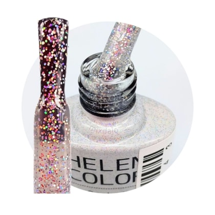 Esmalte em Gel  Helen Color 10ml Cor: 15 Prateado Holográfico Fino