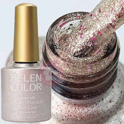 Esmalte em Gel Helen Color 10ml Cor: 19 Glitter Champagne Esmalte em Gel Helen Color 10ml Cor: 19 Glitter Champagne