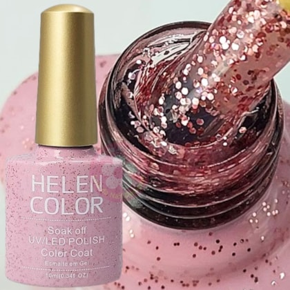 Esmalte em Gel  Helen Color 10ml Cor: 21 Glitter Rosa