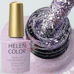 Esmalte em Gel  Helen Color 10ml Cor: 22 Glitter Lilás