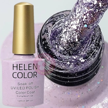 Esmalte em Gel  Helen Color 10ml Cor: 22 Glitter Lilás