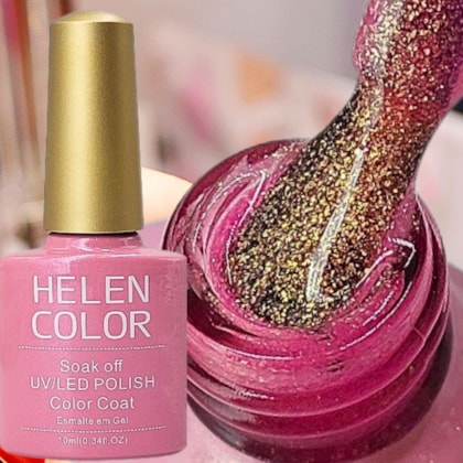 Esmalte em Gel  Helen Color 10ml Cor: 40 Rosa c/ Glitter