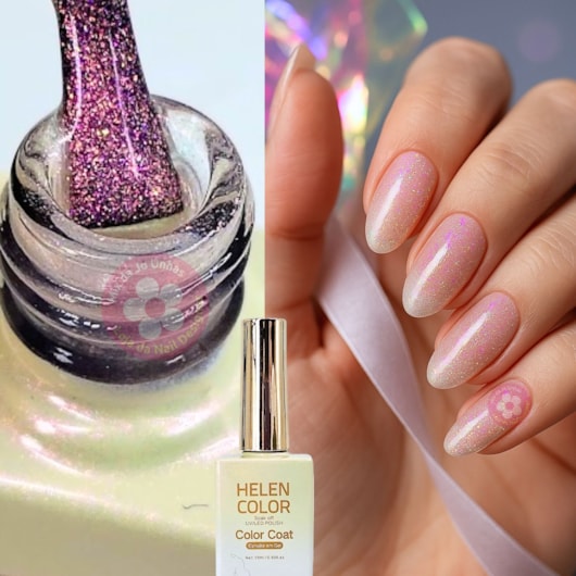 Esmalte Em Gel Helen Color 15ml C/ Anvisa Cor: 010 Branco C/ Glitter para unhas