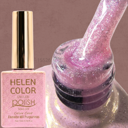 Esmalte em gel Helen Color 15ml Mil Purpurinas 06