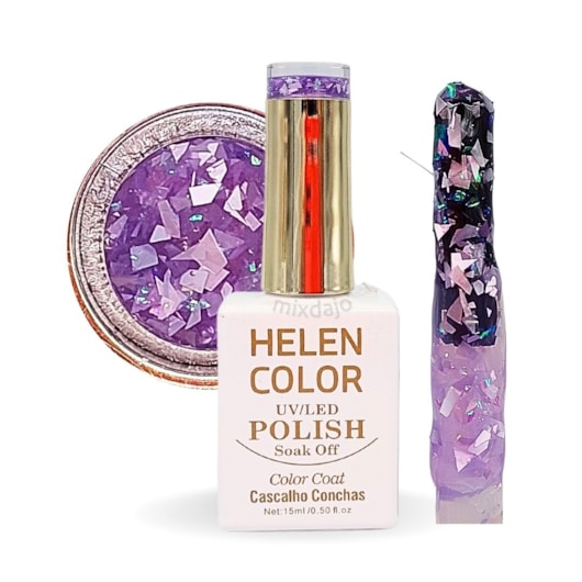 Esmalte em gel helen color com madre pérola lilás 15ml 13 para unhas