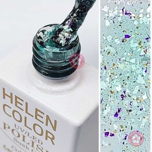 Esmalte em gel helen color com madre pérola Turquesa 19 para unhas