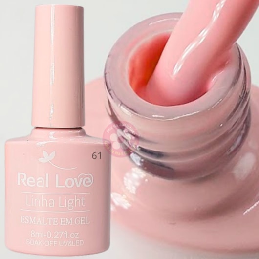 Esmalte em gel Light Pink 8ml Real Love P61 Linha Light para unhas