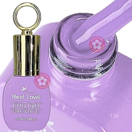 Esmalte em gel Lilás cinderela 136 10ml Real Love Chaveirinho para unhas