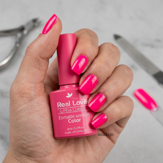 Esmalte em gel Linha Classic 24 Real Love Pink Neon para unhas