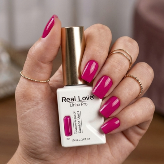 Esmalte em gel Magenta escuro 25 Linha PRO Real Love para unhas