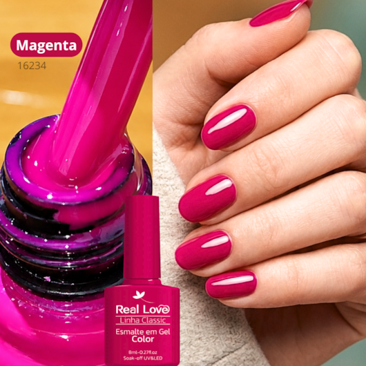 Esmalte em gel Magenta Real Love Linha Classic 8ml 044 para unhas