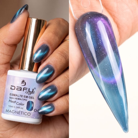 Esmalte em gel Magnético Azul Orquídea  Heat Color 04 10ml Dafu para unhas