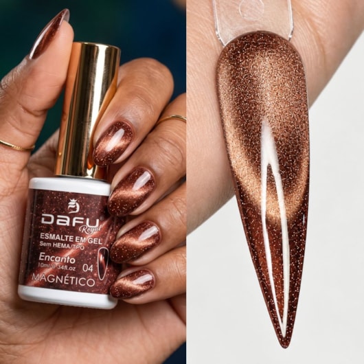 Esmalte em gel Magnético Bronze Encanto 04 10ml Dafu para unhas