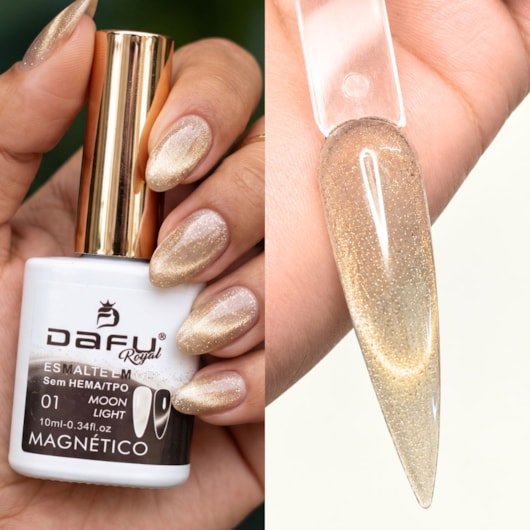Esmalte em gel Magnético Champagne Moon Light 01 10ml Dafu para unhas