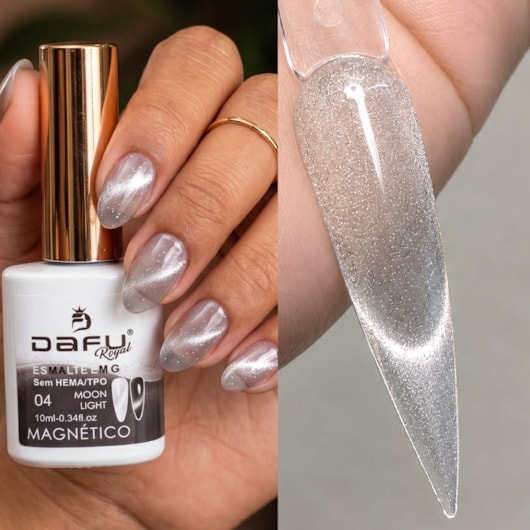 Esmalte em gel Magnético Prata Suave Moon Light 04 10ml Dafu para unhas