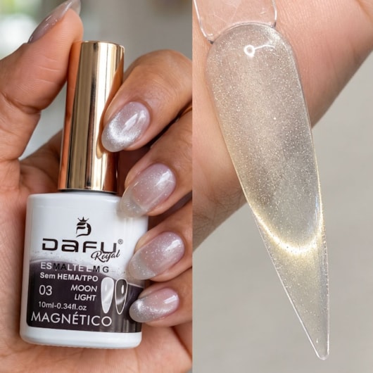 Esmalte em gel Magnético Prateado Translúcido Moon Light 03 10ml Dafu para unhas